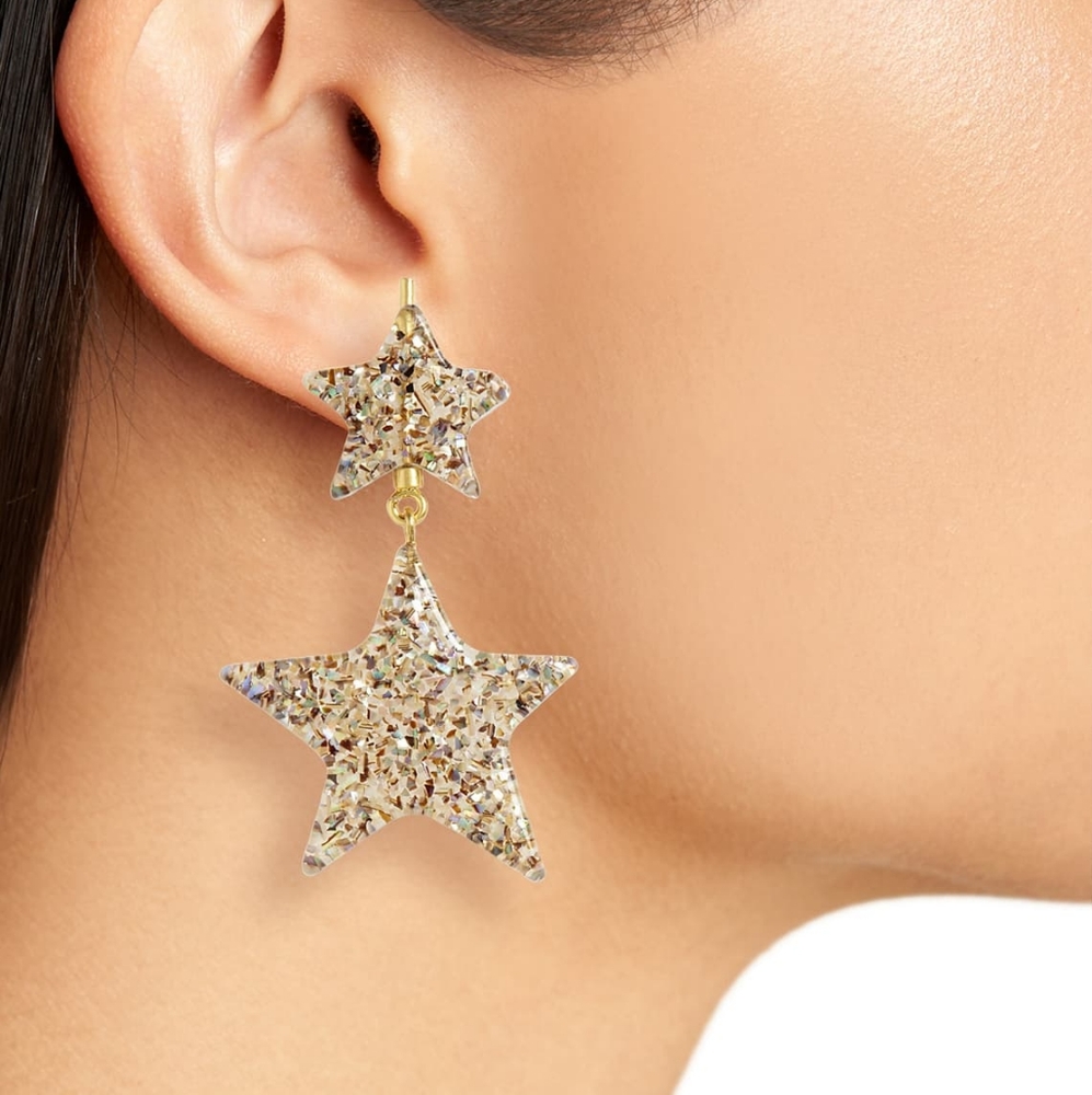 Madewell Glitter Star Dangle Resin Earrings